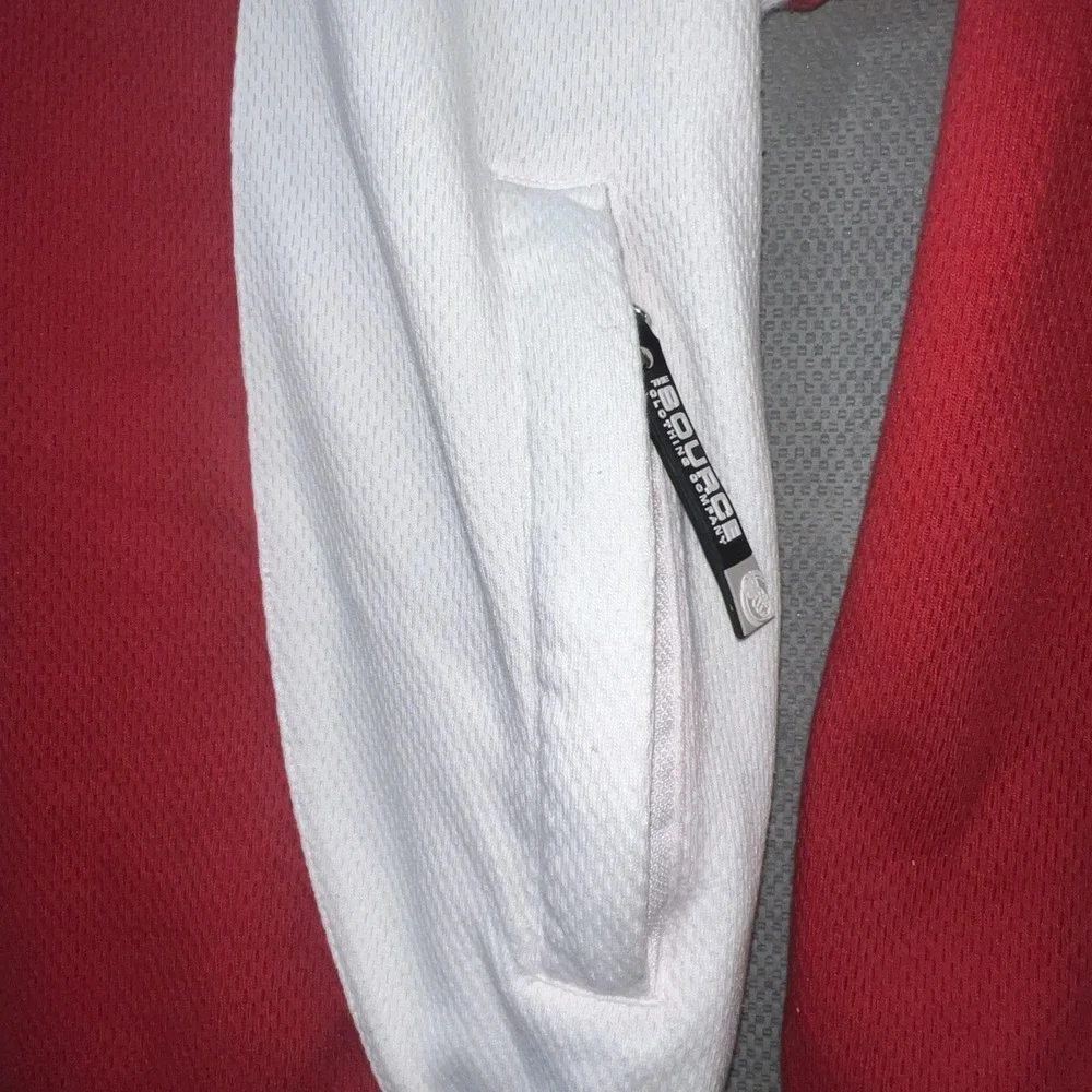The Source Clothing Co. Jacket Jersey Knit Red Black VTG Rare Hip Hop Sz XL
